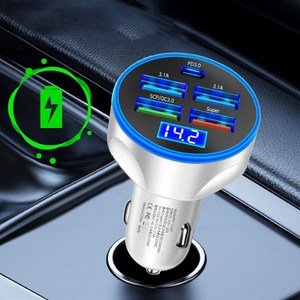 네오필 차량용 급속 5포트 초고속 충전기 자동차 핸드폰 시거잭 PD C타입 USB