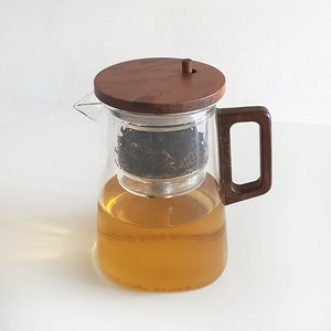 초이세 원버튼 드롭 티메이커 티포트 티팟 찻주전자 내열유리, 750ml, 1개, 우드