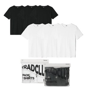 트래드클럽 3팩 30수 남녀공용 순면 라운드 반팔 티셔츠 (2컬러 M~5XL)