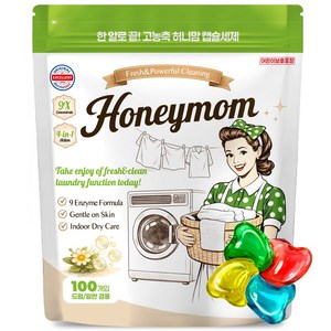 허니맘 캡슐세제 일반용량 2배 16g x 100개 세탁세제 일반용 드럼용 양재동꽃시장향, 100개입, 1개