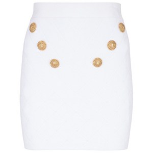 발망 6 버튼 파인 니트 미니 스커트, 화이트계열, France 38(KR 66)