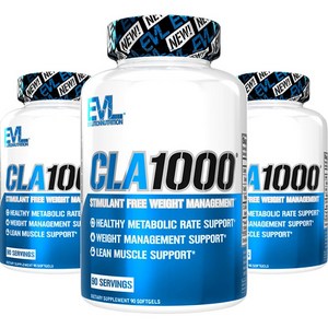 EVLUTIONNUTRITION CLA 1000mg 웨이트 매니지먼트 글루텐 프리 소프트젤, 90정, 3개
