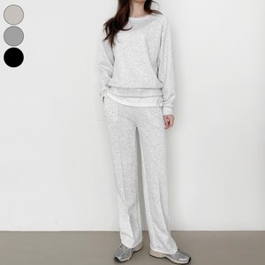 가비진 여성용 롱/숏 2단기장 상하의세트! 쫀쫀 스판 나그랑 맨투맨+핀턱 밴드 일자바지 팬츠 트레이닝세트 빅사이즈까지