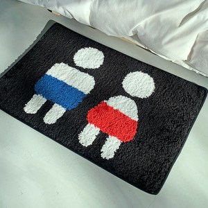 홈바내쓰 화장실 욕실 현관 매트 자카드 발매트, 10.남녀-블랙