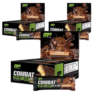머슬팜 컴뱃 크런치 스포츠 프로틴 바 초콜릿 피넛 버터 컵 12개입, 63g, 3개