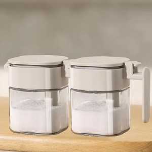 신형 원터치 대용량 실리콘 밀폐 유리 분리형 스푼 트레이 양념통 세트 400ml