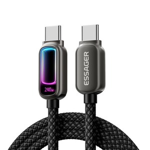 ESSAGER 디스플레이 C-C타입 240W 5A E-Marker 칩 고속 충전 케이블