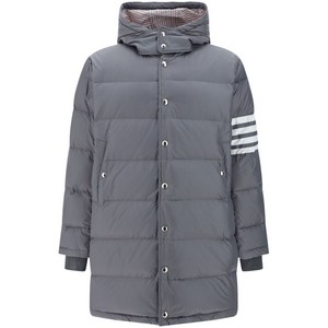 톰 브라운 탈부착식 후드 4-바 스트라이프 소매 패딩 코트, 그레이계열, Numeric 2(KR 100)