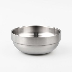 업소용 스텐 이중 국그릇 합뱅이 작은 대접, 02 무광-중형 (11.8cm), 1개