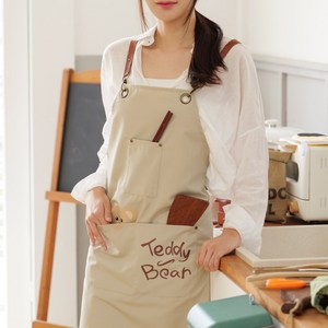 TR테디베어 카페 공방 주방용 생활방수 다용도 앞치마, 아이보리