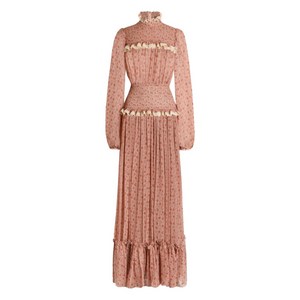 돌체앤가바나 러플 플로럴 맥시 드레스, 핑크계열, Italy 40(KR 44)