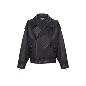 발망 비대칭 지퍼 레더 재킷, 블랙계열, Italy 50(KR 110)