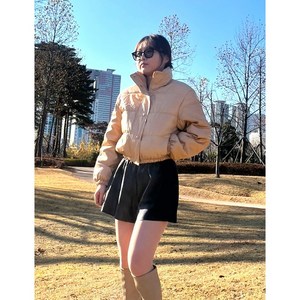 페이크레더 여성숏패딩 크롭 라이더 겨울 점퍼