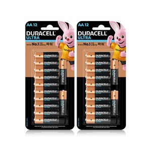 듀라셀 울트라 알카라인 건전지 AA 블리스터팩, 12개입, 2개