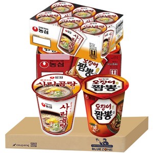 블루존 오징어짬뽕 소컵라면 67g (6입)+사리곰탕 소컵라면 70g (6입)