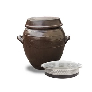 장수옹기 항아리 + 유리장 뚜껑 세트, 1세트