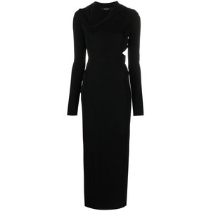 베르사체 컷아웃 후드 맥시 드레스, 블랙계열, Italy 40(KR 55)
