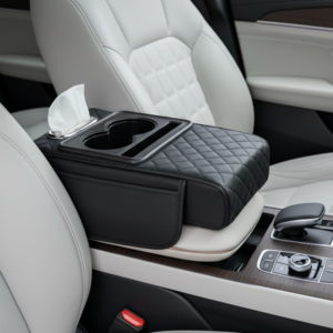 헤인느 차량용 콘솔 쿠션 자동차 팔걸이 쿠션, 블랙, 1개