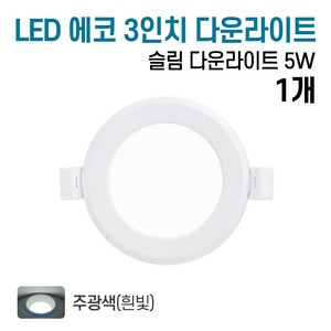 라인조명 LED 에코 3인치 다운라이트 5w (주광/전구/주백), 1개, 주광색(흰빛)