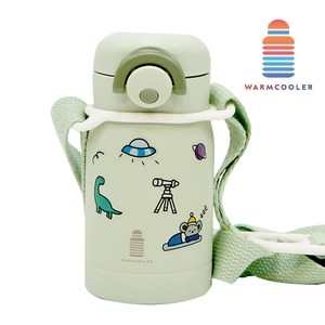 웜쿨러 원터치 보온 보냉 텀블러(스티커+스트랩세트), 03그린텀블러+스트랩1개+스티커4종, 1세트, 220ml