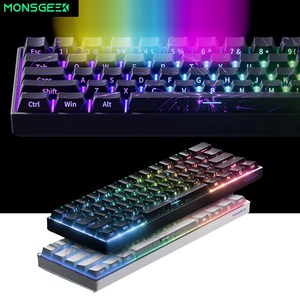 [cy] MONSGEEK FUN60 마그네틱축 게이밍 기계식 키보드 FUN60 PRO/MAX/Ulta 시리즈 유선8k 61키배열 RGB 4000mah 시즌신상, FUN60PRO유선8K-리본없음, 현광마그네틱축, 블랙레드(측각)