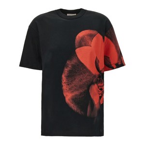 알렉산더맥퀸 프린트 티셔츠, 블랙계열+레드계열, Italy 38(KR 44)