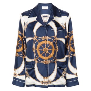 발리 그래픽 프린트 실크 셔츠, 블루계열, S(KR 55)