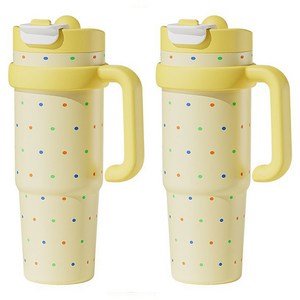 Tiger Pavilion 아이스 킹 듀얼 드링크 보온 텀블러, 1000ml, 옐로, 2개