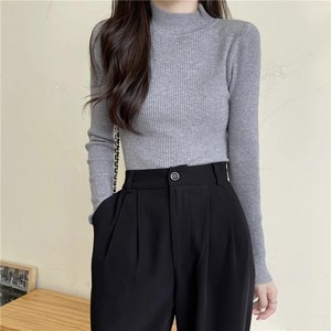 페이퍼코 여성 데일리 반목 니트 반폴라티