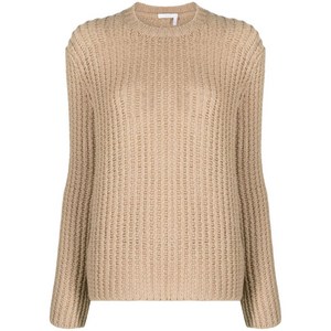 끌로에 크루 넥 와플 니트 스웨터