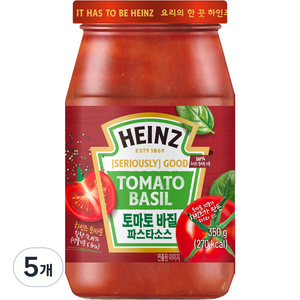 하인즈 토마토 바질 파스타 소스, 350g, 5개