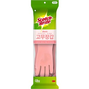 스카치브라이트 베이직 고무장갑 5p, 파스텔핑크, 대(L), 1세트