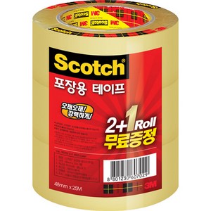 스카치포장용테이프 3625 투명 48mmX25m 2+1 3M, 단품, 1개