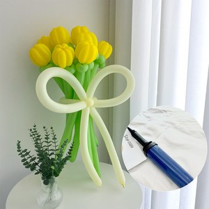 DIY 요술풍선 옐로우 튤립 꽃다발 + 손펌프 by 파티아일랜드, 튤립 옐로우 꽃다발+손펌프