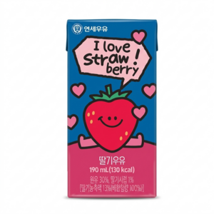 연세우유 딸기우유, 190ml, 24개