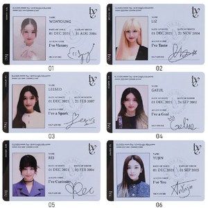 IVE 아이브 ID CARD 6ps 세트 포카 포토 사인 신분증 사진 학생증, 아이브 ID카드 세트