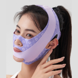 UMOON 2단 브이라인 리프팅밴드 고탄성 턱밴드 얼굴 붓기 제거 이중턱 / 턱살 개선 V라인 슬리밍 탄력 관리 360도 풀커버 마스크, 1개, 연보라