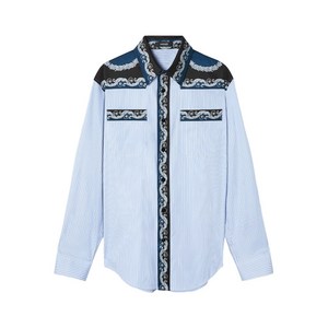 베르사체 스트라이프 프린트 셔츠, 블루계열, Italy 46(KR 38)