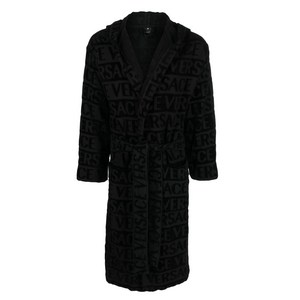 베르사체 로고 프린트 타월 가운, 블랙계열, Standard XXXL