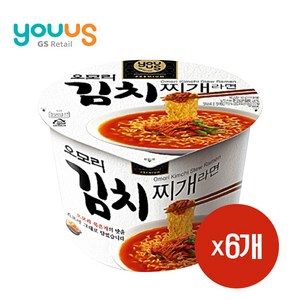 유어스 GS25 오모리 김치찌개 컵라면 150G, 6개