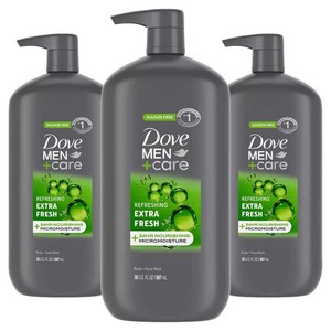 도브 멘 + 케어 엑스트라 프레시 바디 페이스 워시, 887ml, 3개