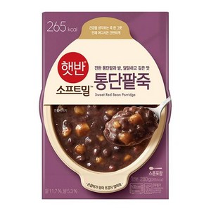 CJ더마켓 식사대용 즉석죽 즉석식품 햇반소프트밀 통단팥죽 죽맛집 영양죽 간편죽 280G, 5개