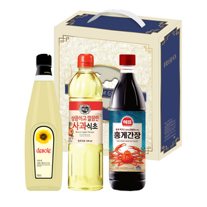 비밀특가 해바라기씨유500ml+사과 식초500ml+홍게간장500ml 혼합 6호 선물세트, 1개