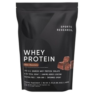 스포츠리서치 웨이 프로틴 아이솔레이트 단백질 보충제 더치 초콜릿 글루텐 프리, 2.27kg, 1개