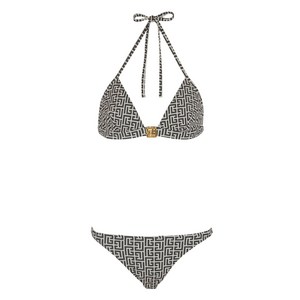 발망 자카드 패턴 비키니 세트, 블랙계열+화이트계열, France 36(KR 55)