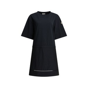몽클레르 자수 반소매 티셔츠 미니 드레스, 블랙계열, Standard M(KR 66)