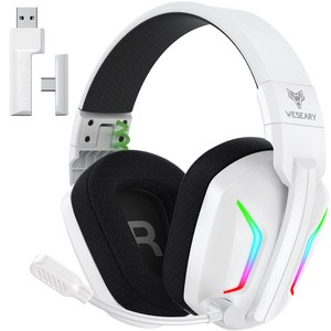 WESEARY 무선 게이밍 헤드셋 WG1 가상 7.1채널 초경량 2.4GHz 저지연 3D 사운드 노이즈 캔슬링 마이크