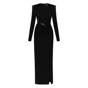 베르사체 숄더 패드 슬릿 맥시 드레스