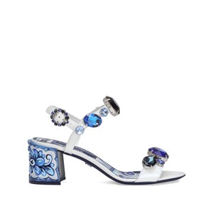돌체앤가바나 레더 힐 샌들 60mm, Europe 36(KR 230), 블루계열+화이트계열