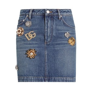 돌체앤가바나 장식 데님 미니 스커트, 블루계열, Italy 38(KR 33)